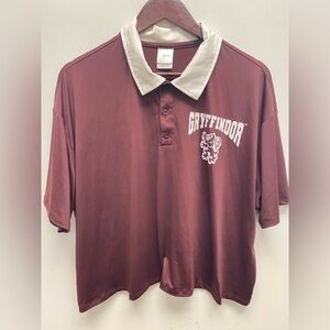 4 for $25 🍒 Harry Potter Ladies Gryffindor Maroon & White Polo Crop Top Size XL